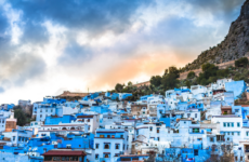 Chefchaouen blue town street in Morocco