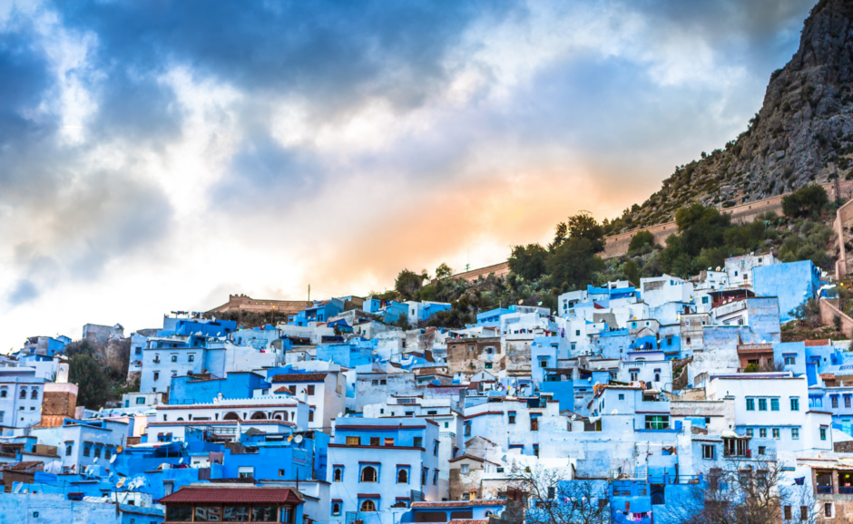 Chefchaouen blue town street in Morocco